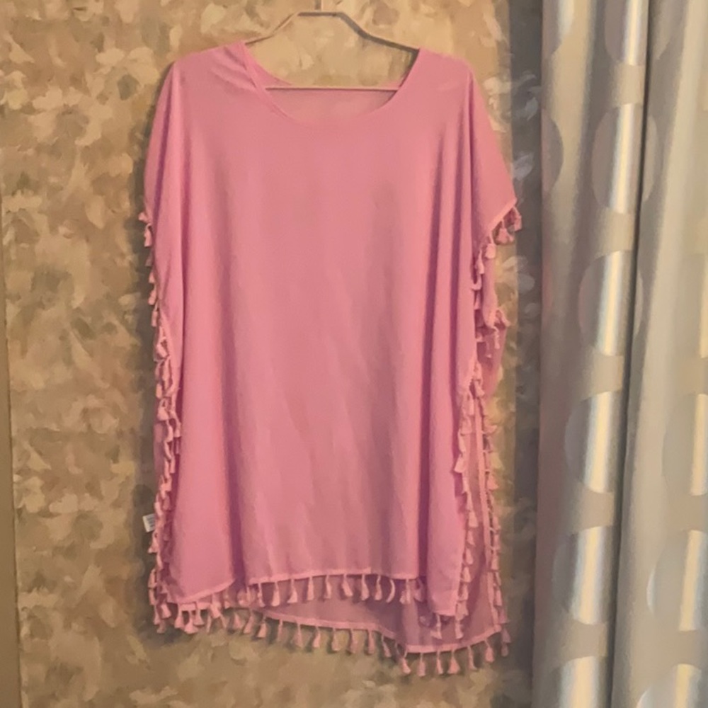 Pink Tassel Bathing Suit Coverup